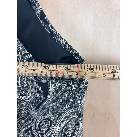 Talbots Woman 2X Paisley Puffer Vest Black White Zip Front Down Filled - Picture 4 of 7